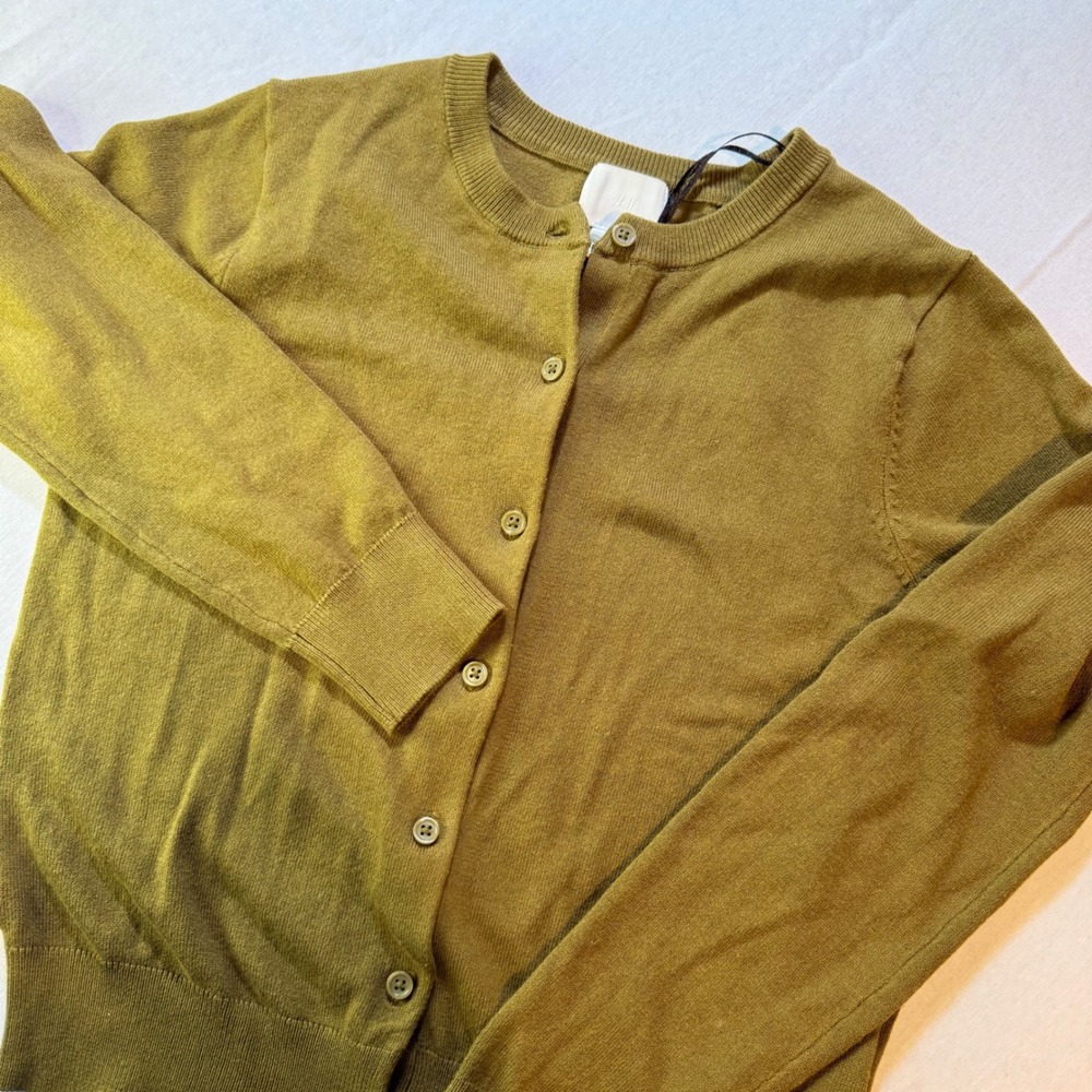 H&M Cardigan Sweater Womens Size S Olive Green Button Front Long Sleeve Preppy